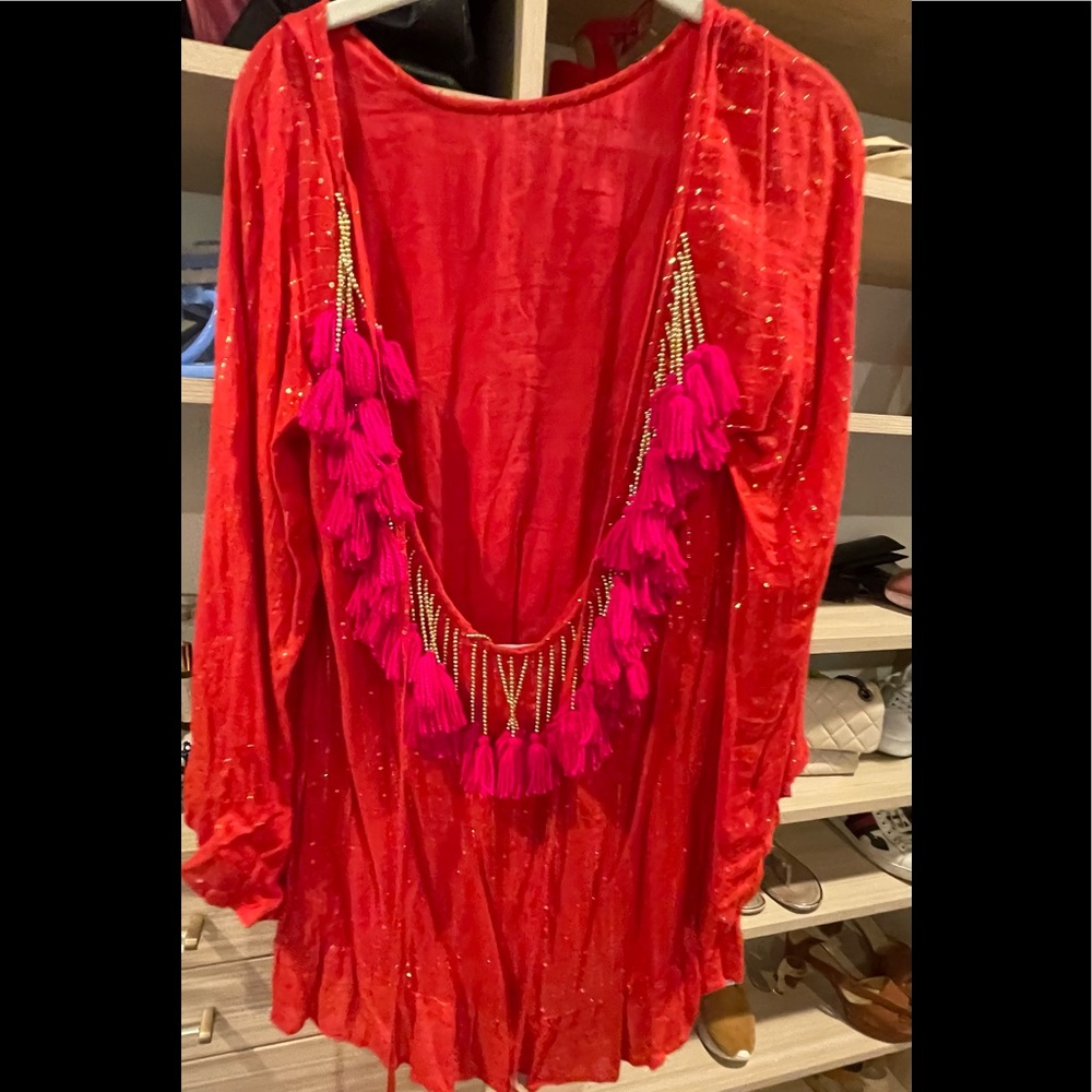 Sundress coverup with back tassels